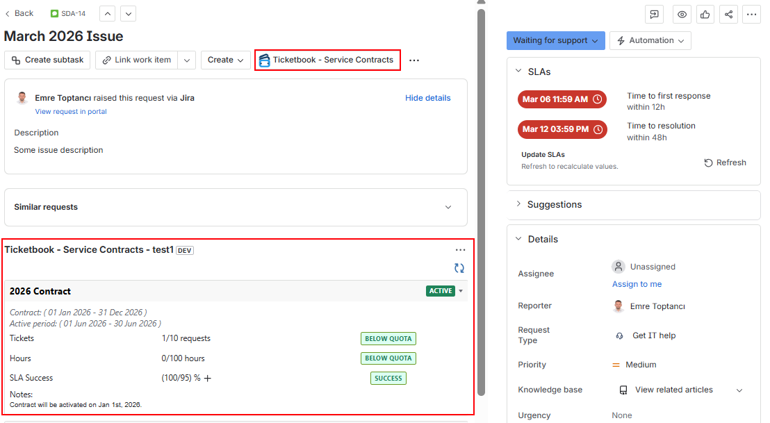 Work Item View Page- Center