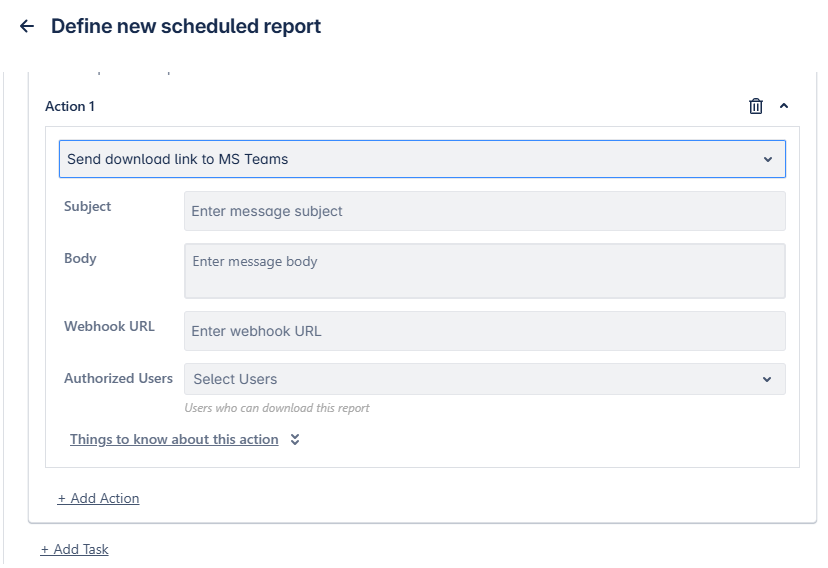 Send download link via MS Teams