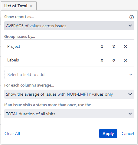 Report Options Menu