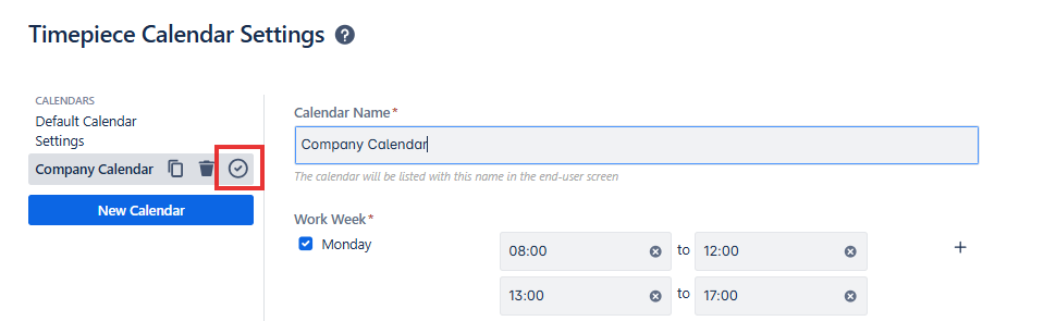 Default calendar selection