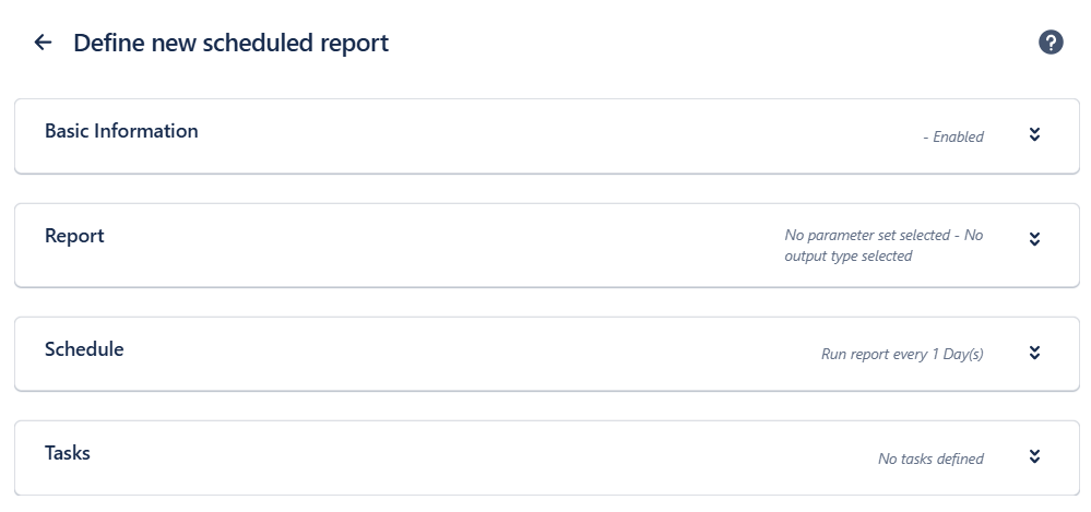 Creating a new Scheduled Report screen