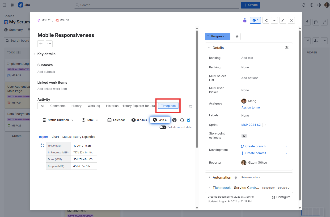 Issue Pop-Up Panel in Jira Board