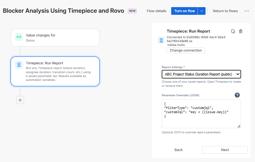 configuring a Field value changed trigger step