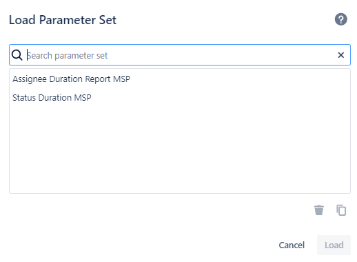 Load parameter set menu