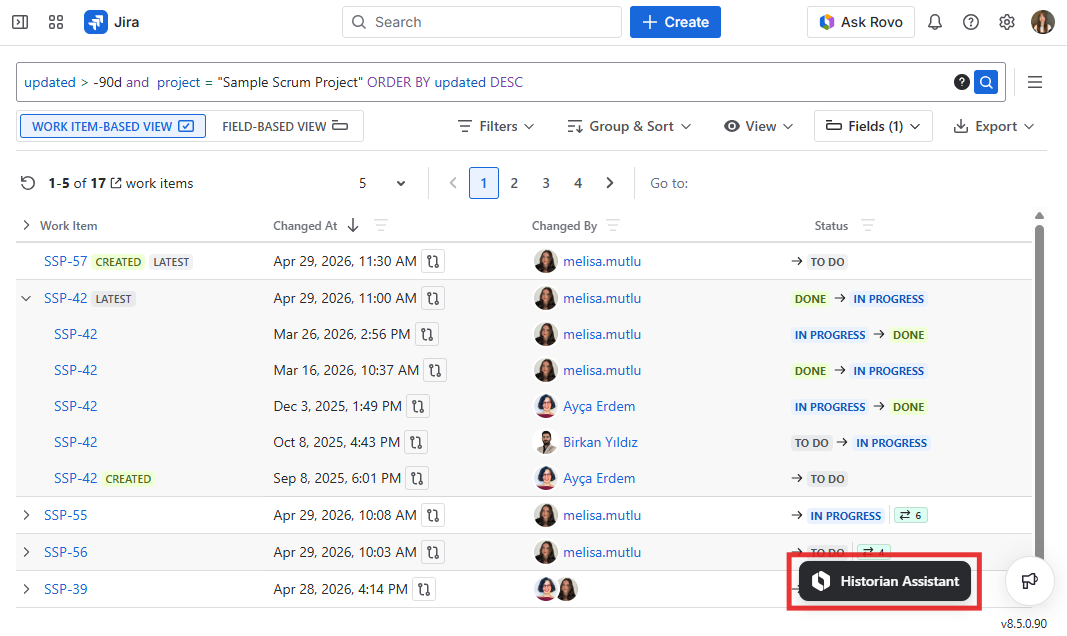 Historian Main Screen with Historian Assistant Button highlighted