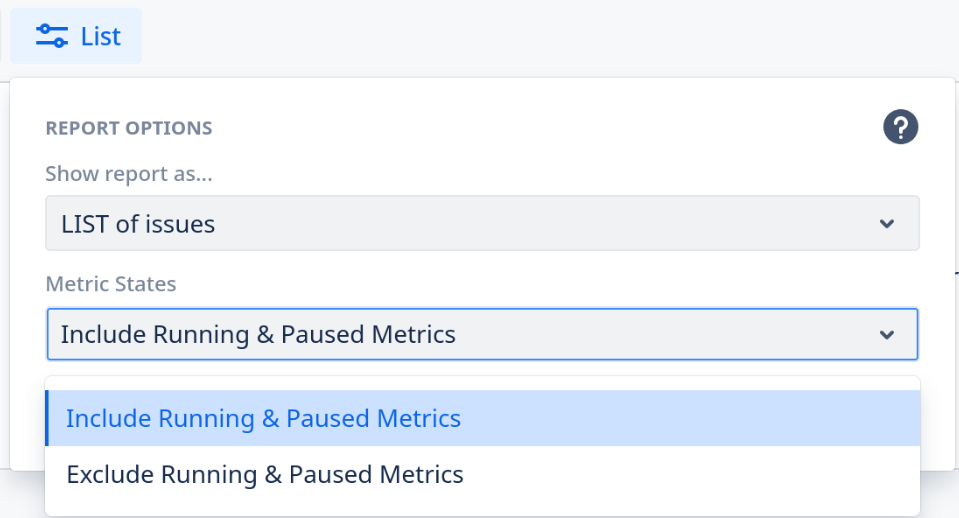 Metric states selection