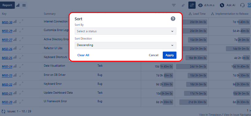 Sorting in gadget