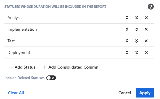 statuses menu