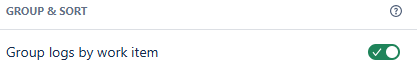 Group logs by work item radio button