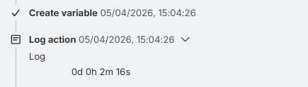 Audit log output showing the value of the CycleTimeMetric variable