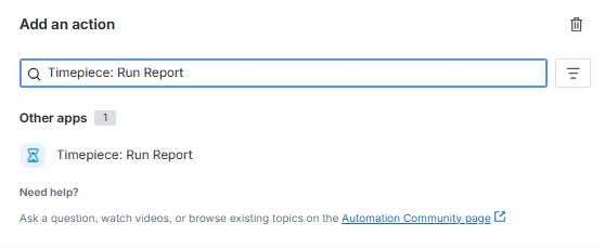Run Report action step under Other apps