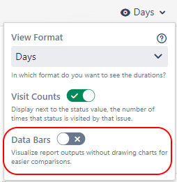 View formst menu with data bars radio button highlighted