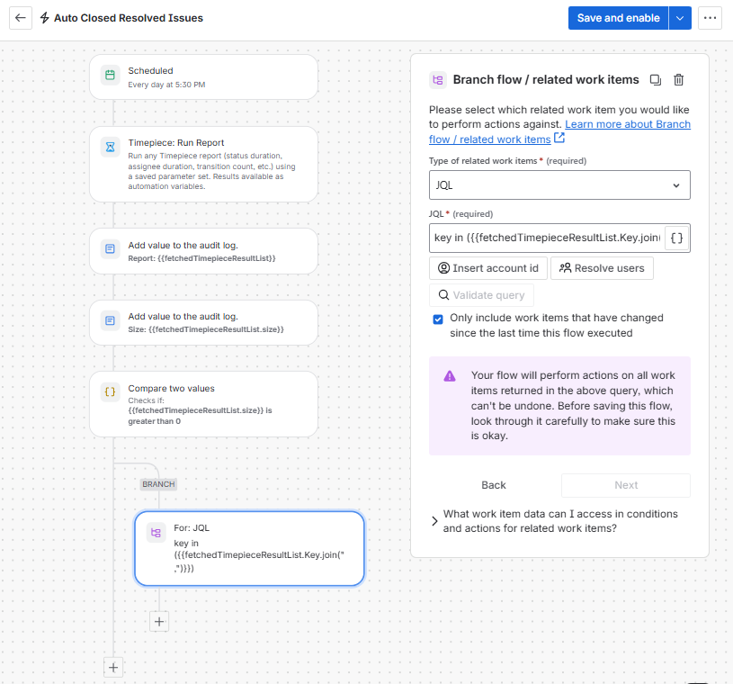 configuring a Branch flow related work items step