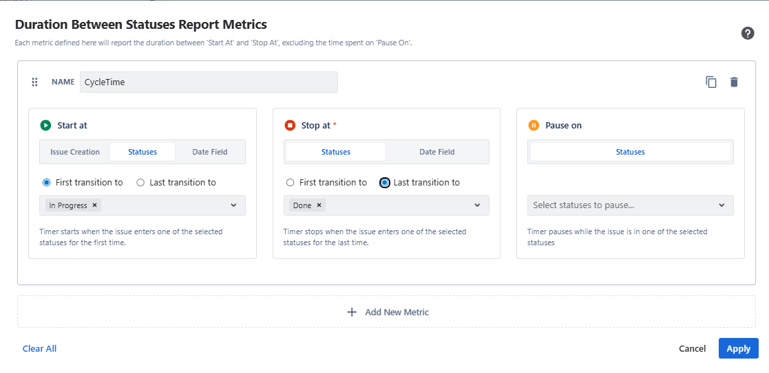 Duration Between Status Report Cycle Time Metric